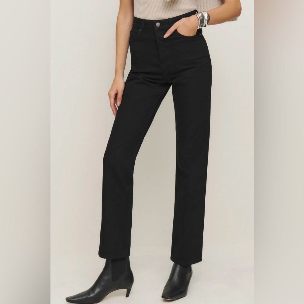 Reformation Black Cynthia High Waist Relaxed Jean